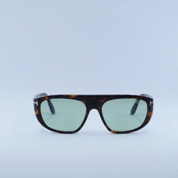 Tom Ford Edward FT1002 52N Sunglasses Dark Havana Aviator Frame, Green Lenses - Picture 3 of 11